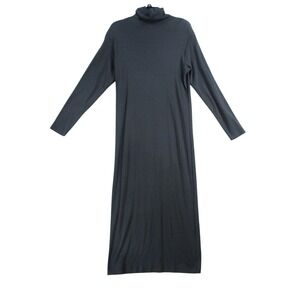 Vintage Cambridge SportsClub Black Cotton Turtleneck Long Sleeve Maxi Dress S